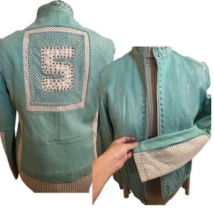 Wilsons Leather Moto Race Jacket Genuine Vintage XL Soft Studs Rhinestones